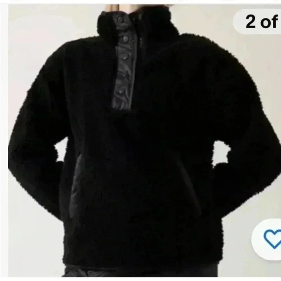 Sherpa Athleta Cozy  Snap Sweatshirt
Color: Black
New with tags
Retail:129 XXSml - Picture 2 of 7